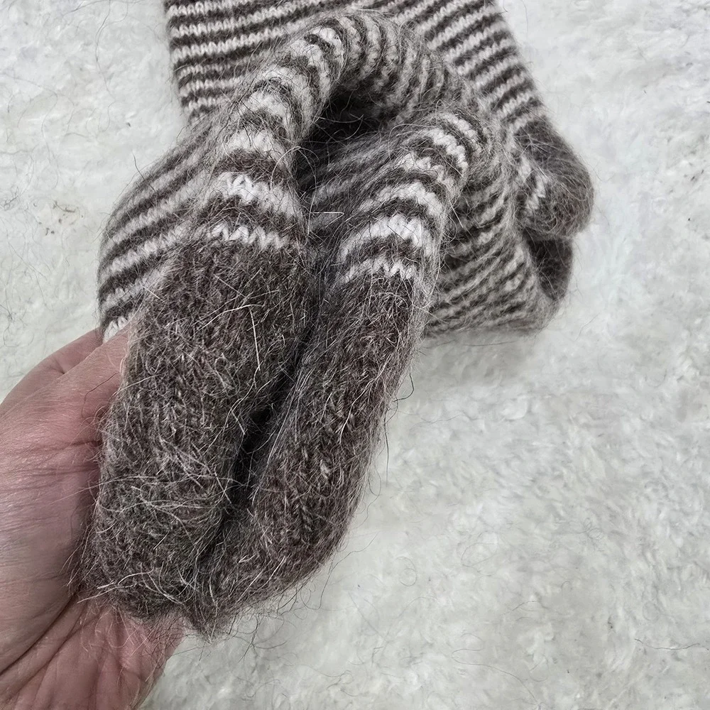 Handmade‎ Goat Down Socks, 100% OrganicWarm Winter Wool Socks, Hand Knitted